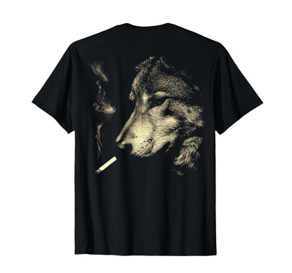Wolf Smoking Cigarette Grunge Meme 90S T-Shirt - Minimalist Print Unisex - T-Shirt, Sweatshirt, Hoodie