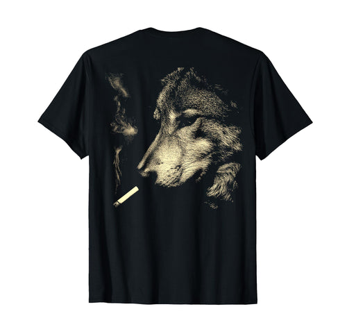 Wolf Smoking Cigarette Grunge Meme 90S T-Shirt - Minimalist Print Unisex - T-Shirt, Sweatshirt, Hoodie
