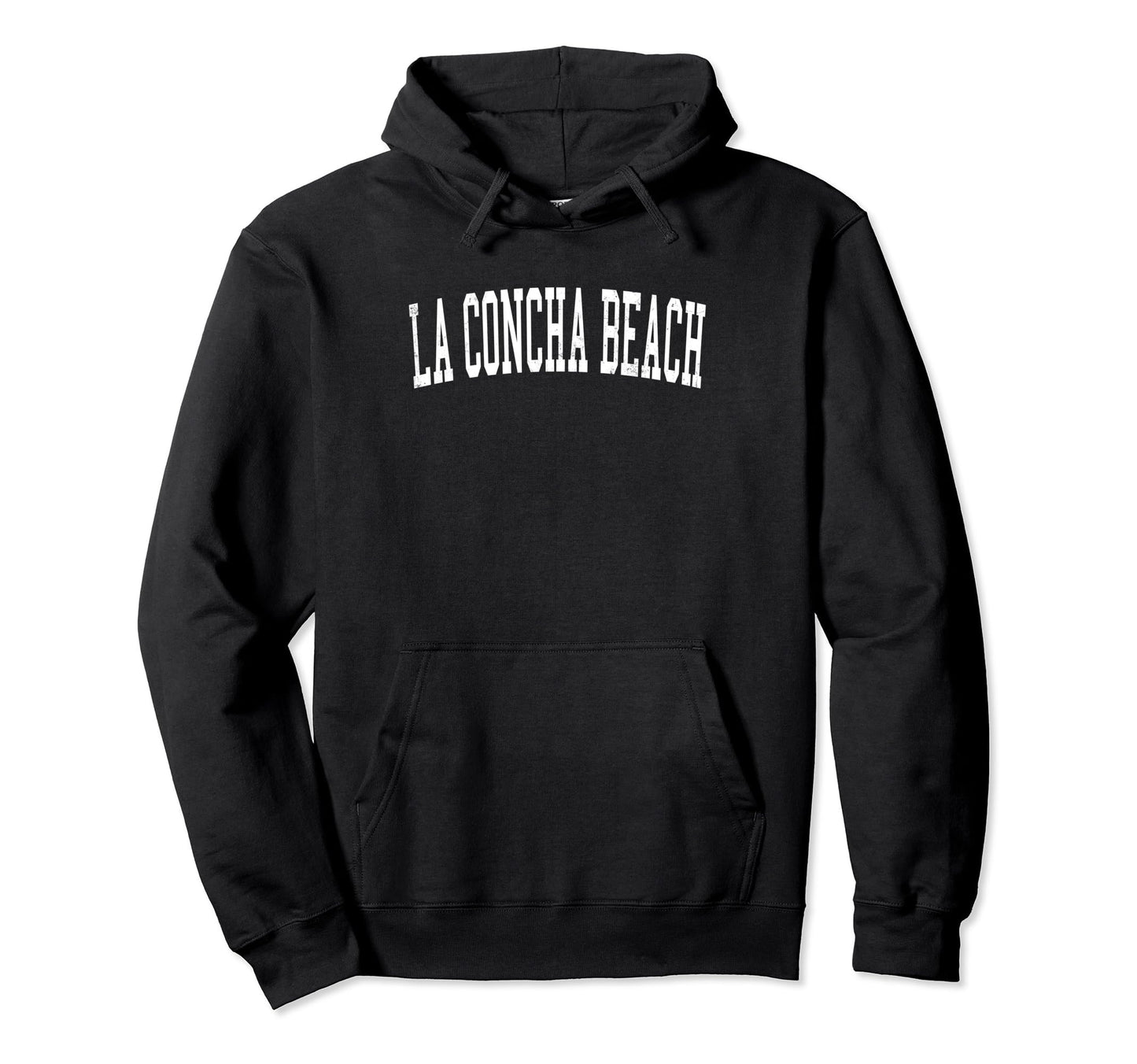 La Concha Beach Distressed White Varsity Hoodie - Unique Graphic Men Women - T-Shirt, Sweatshirt, Hoodie