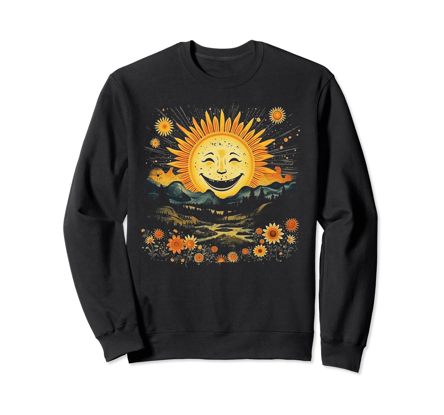 Sun Boho Groovy Sunshine Grunge 28 Sweatshirt - Custom Art Print Men Women - T-Shirt, Sweatshirt, Hoodie
