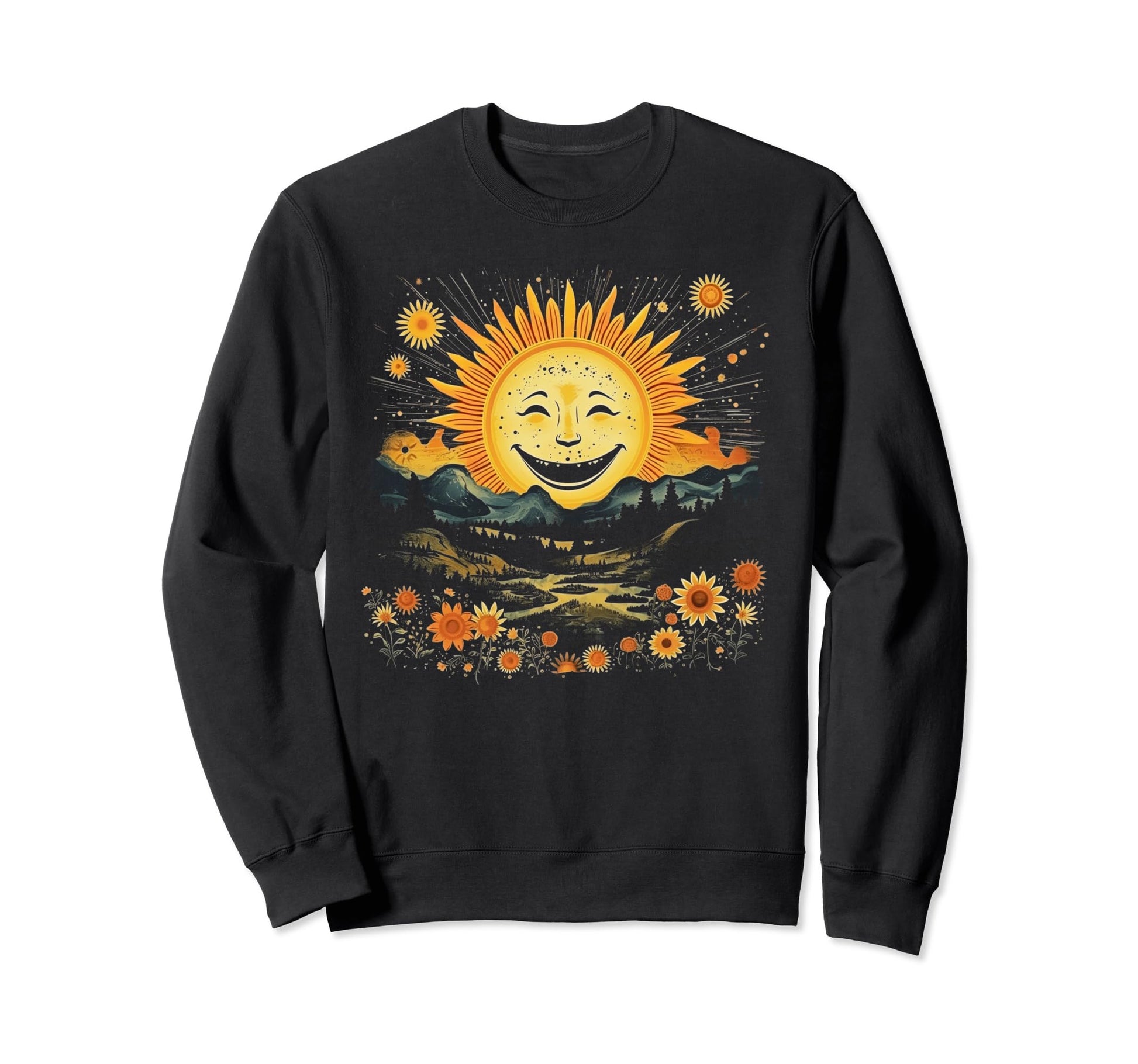 Sun Boho Groovy Sunshine Grunge 28 Sweatshirt - Custom Art Print Men Women - T-Shirt, Sweatshirt, Hoodie