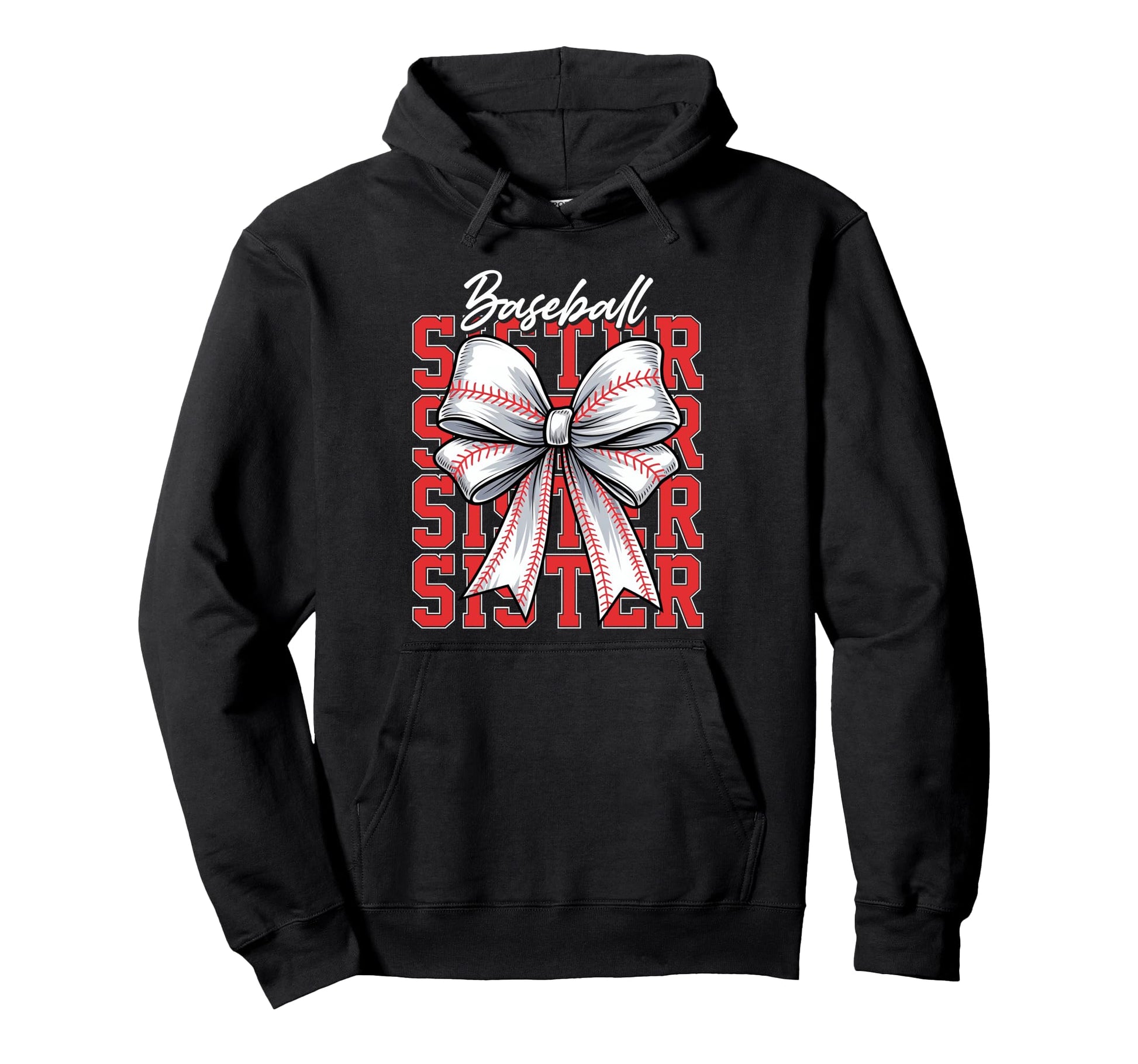 Sister Baseball Coquette Bow 2025 Varsity Hoodie - Minimalist Print Unisex - T-Shirt, Sweatshirt, Hoodie