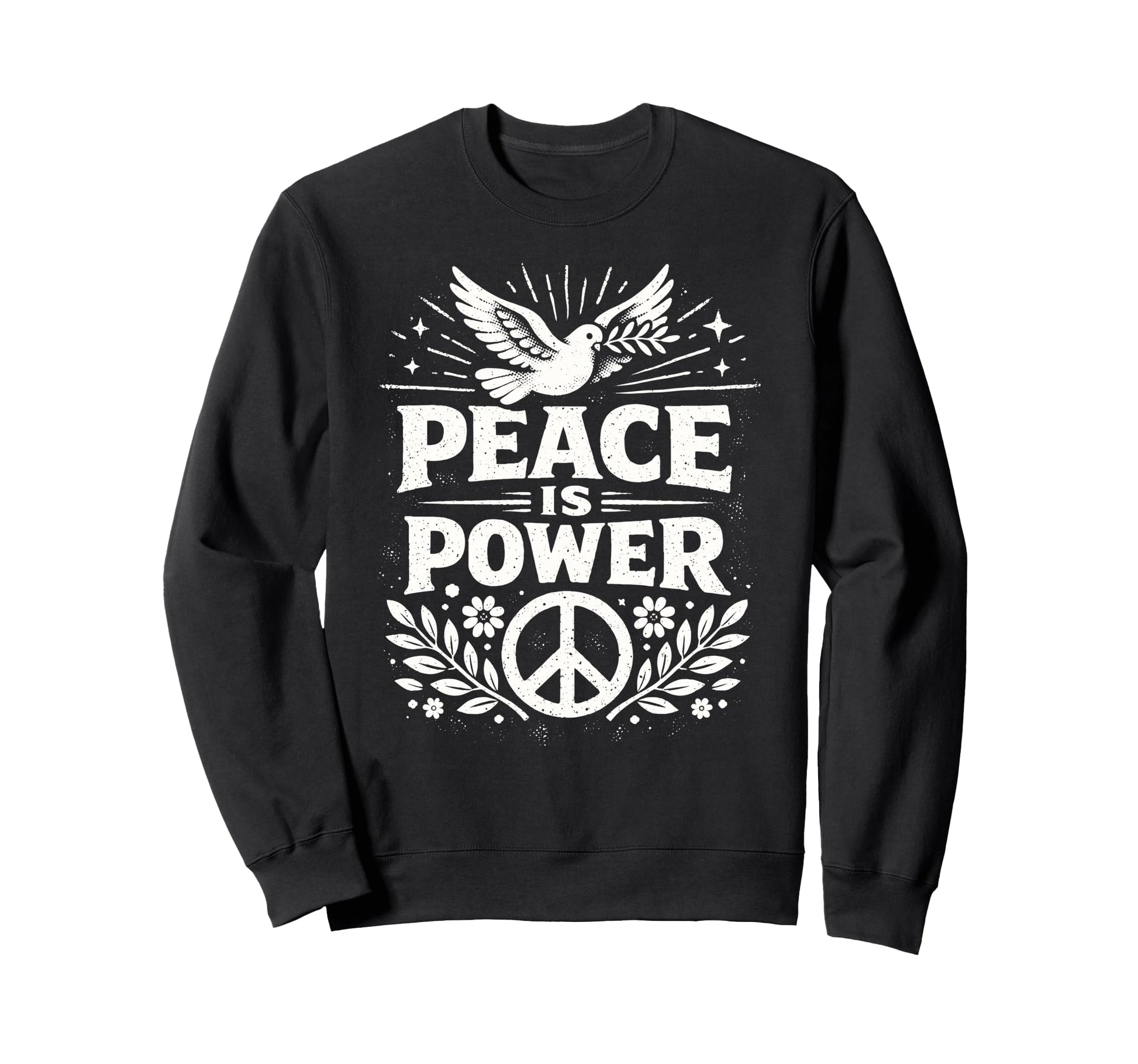 Peace Is Power Dove Peace Sign Boho Sweatshirt - Unique Graphic for Adults - T-Shirt, Sweatshirt, Hoodie
