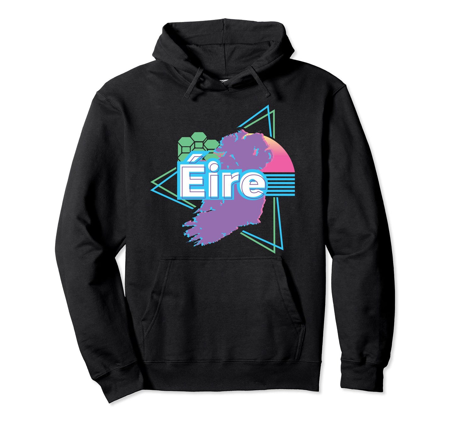 Aesthetic Eire Vaporwave Ireland Map Hoodie - Unique Graphic for Adults - T-Shirt, Sweatshirt, Hoodie