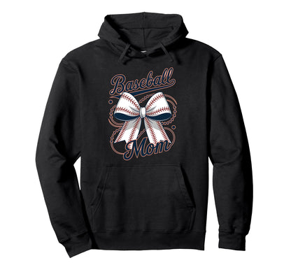 Baseball Mom Coquette Bow Hoodie - Custom Art Print Men Women - T-Shirt, Sweatshirt, Hoodie