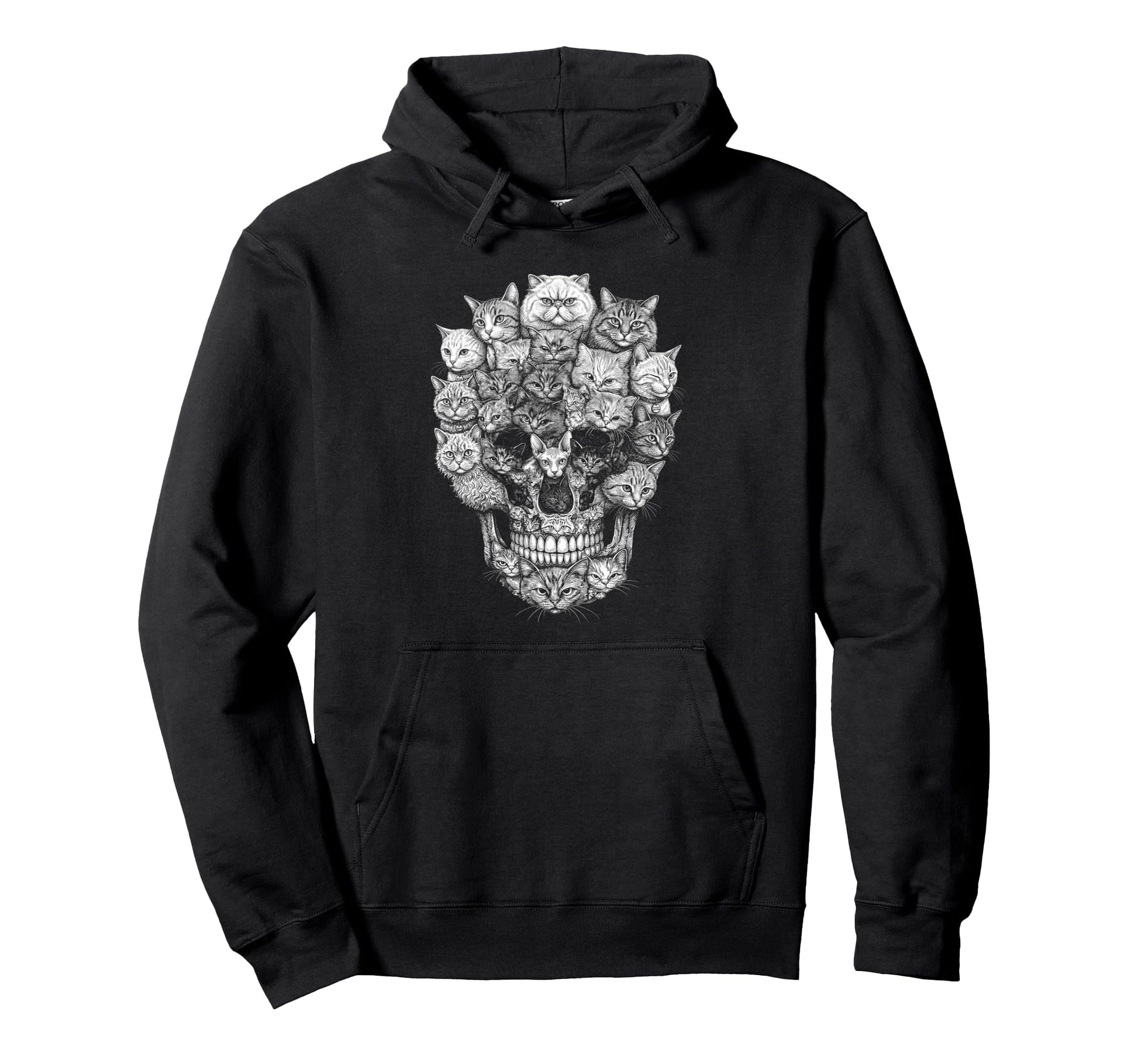 Skull Cat Skeleton Kitty Kitten Gothic Hoodie - Trendy Graphic Men Women - T-Shirt, Sweatshirt, Hoodie