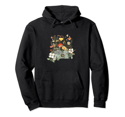Camera Wildflower Garden Botanical Hoodie - Unique Graphic Men Women - T-Shirt, Sweatshirt, Hoodie