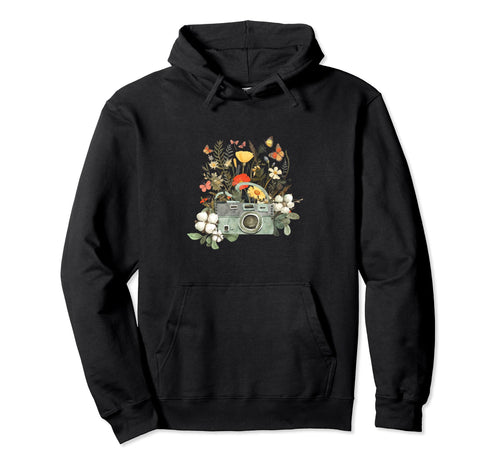Camera Wildflower Garden Botanical Hoodie - Unique Graphic Men Women - T-Shirt, Sweatshirt, Hoodie