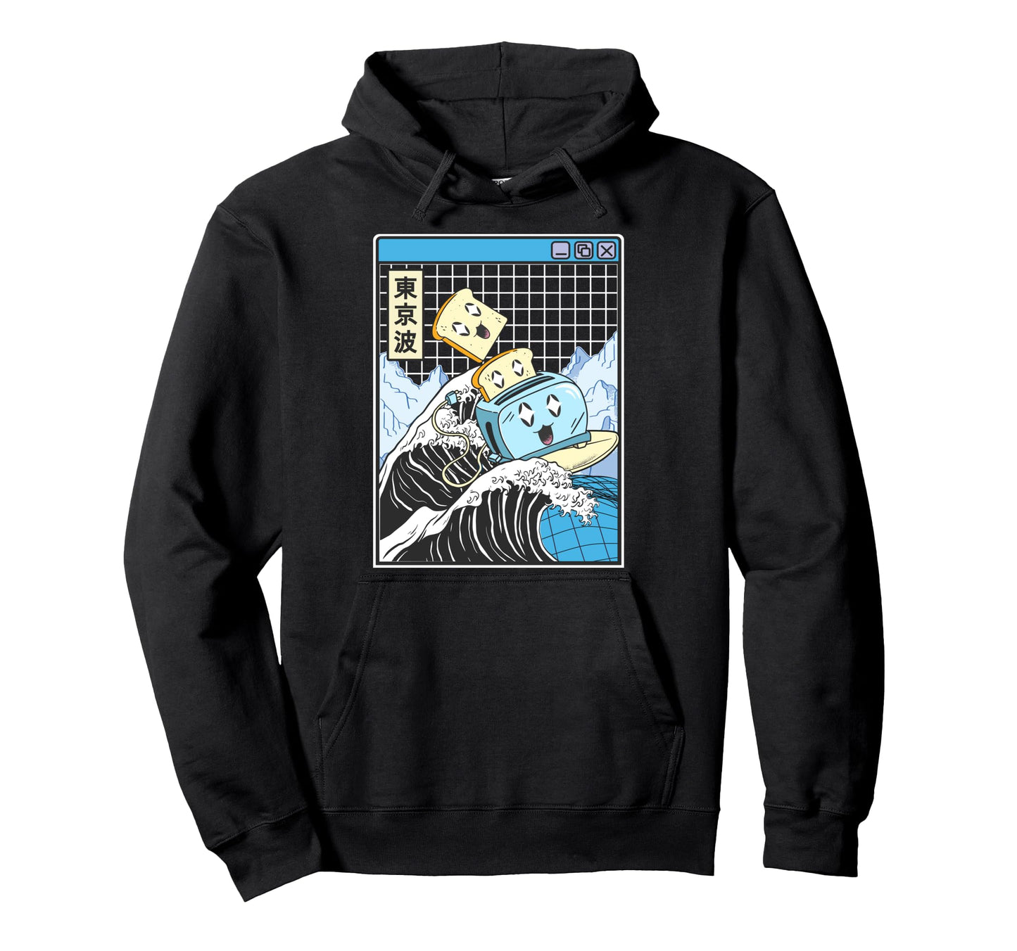 Happy Toaster Surfing Kanagawa Hoodie - Casual Everyday Wear Men Women - T-Shirt, Sweatshirt, Hoodie