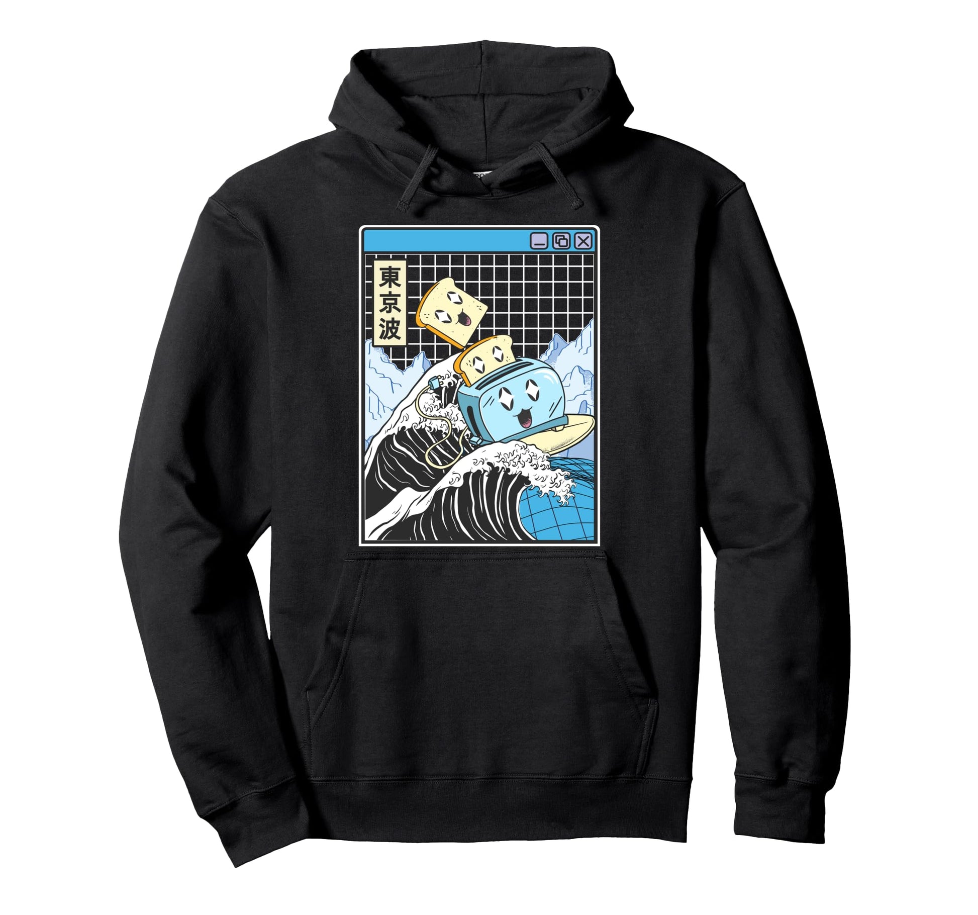 Happy Toaster Surfing Kanagawa Hoodie - Casual Everyday Wear Men Women - T-Shirt, Sweatshirt, Hoodie