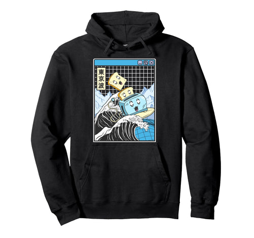Happy Toaster Surfing Kanagawa Hoodie - Casual Everyday Wear Men Women - T-Shirt, Sweatshirt, Hoodie