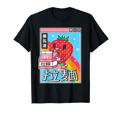 Strawberry Milk Carton Kawaii Vaporwave T-Shirt - Aesthetic Graphic Unisex - T-Shirt, Sweatshirt, Hoodie