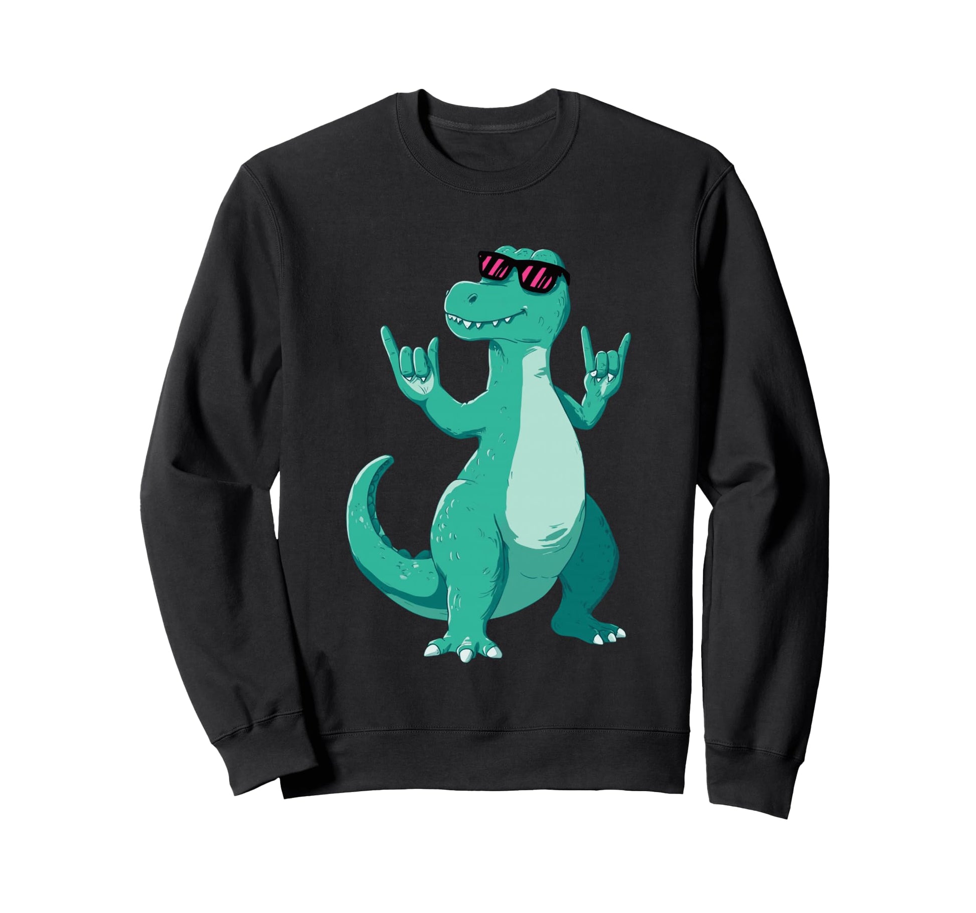 T Rex Dinosaur Double Rock Signs Sweatshirt - Aesthetic Graphic for Adults - T-Shirt, Sweatshirt, Hoodie