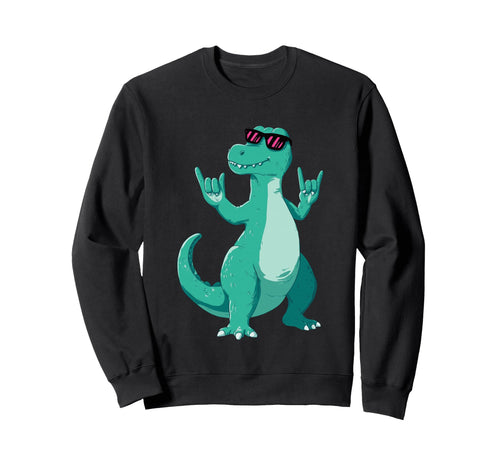 T Rex Dinosaur Double Rock Signs Sweatshirt - Aesthetic Graphic for Adults - T-Shirt, Sweatshirt, Hoodie