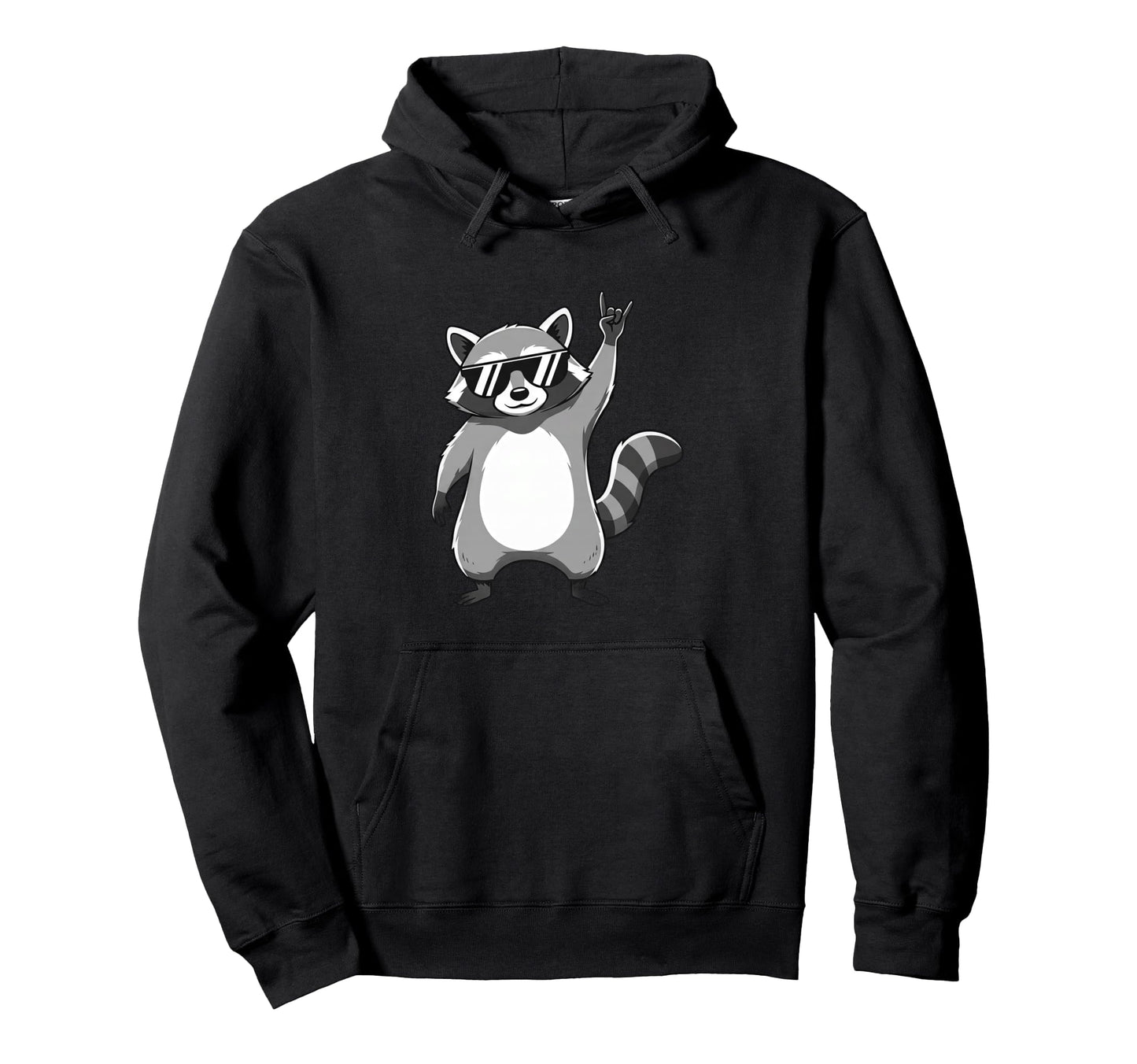 Raccoon Rocking Out Music Gift Animal Hoodie - Custom Art Print Men Women - T-Shirt, Sweatshirt, Hoodie