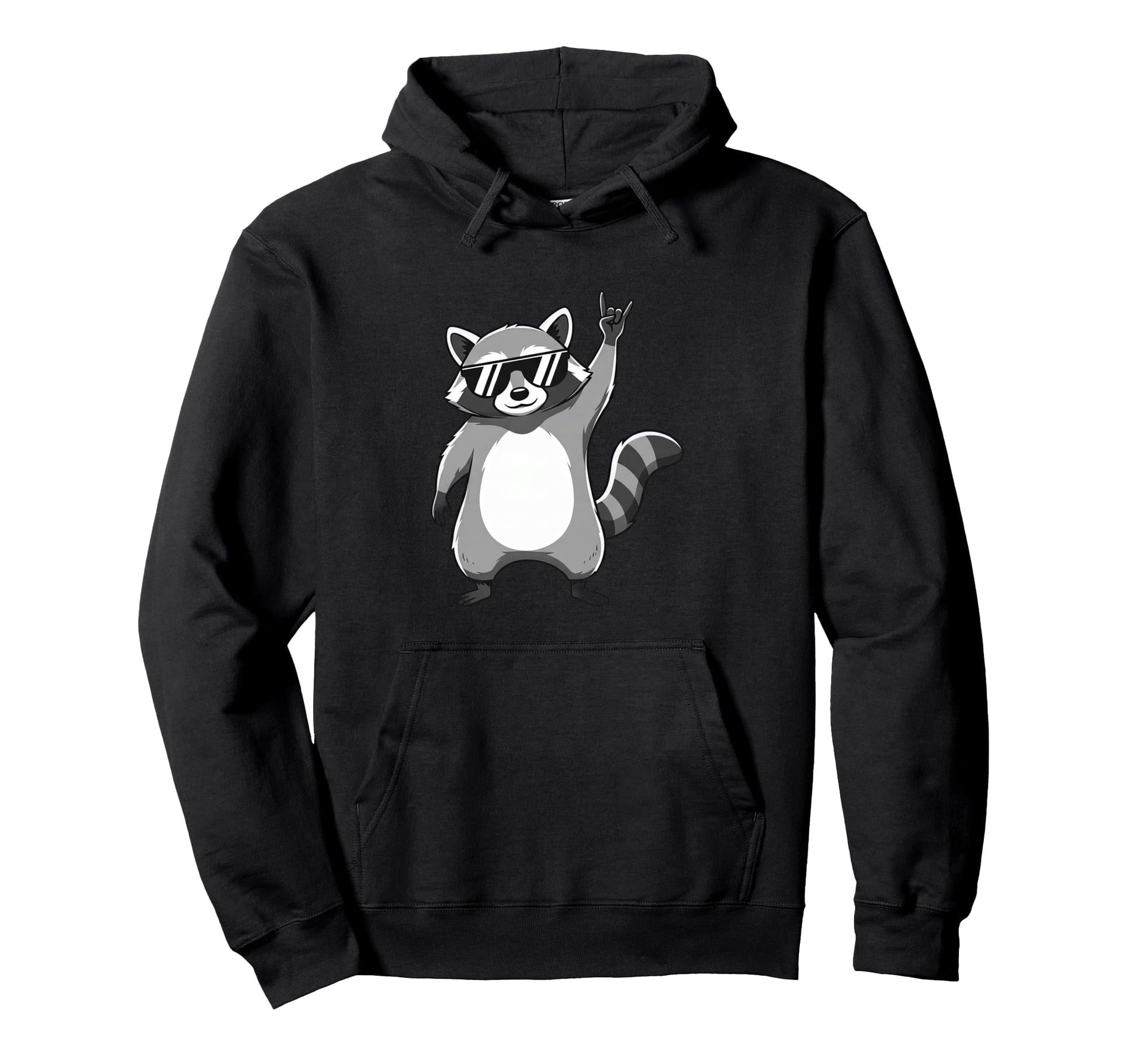 Raccoon Rocking Out Music Gift Animal Hoodie - Custom Art Print Men Women - T-Shirt, Sweatshirt, Hoodie