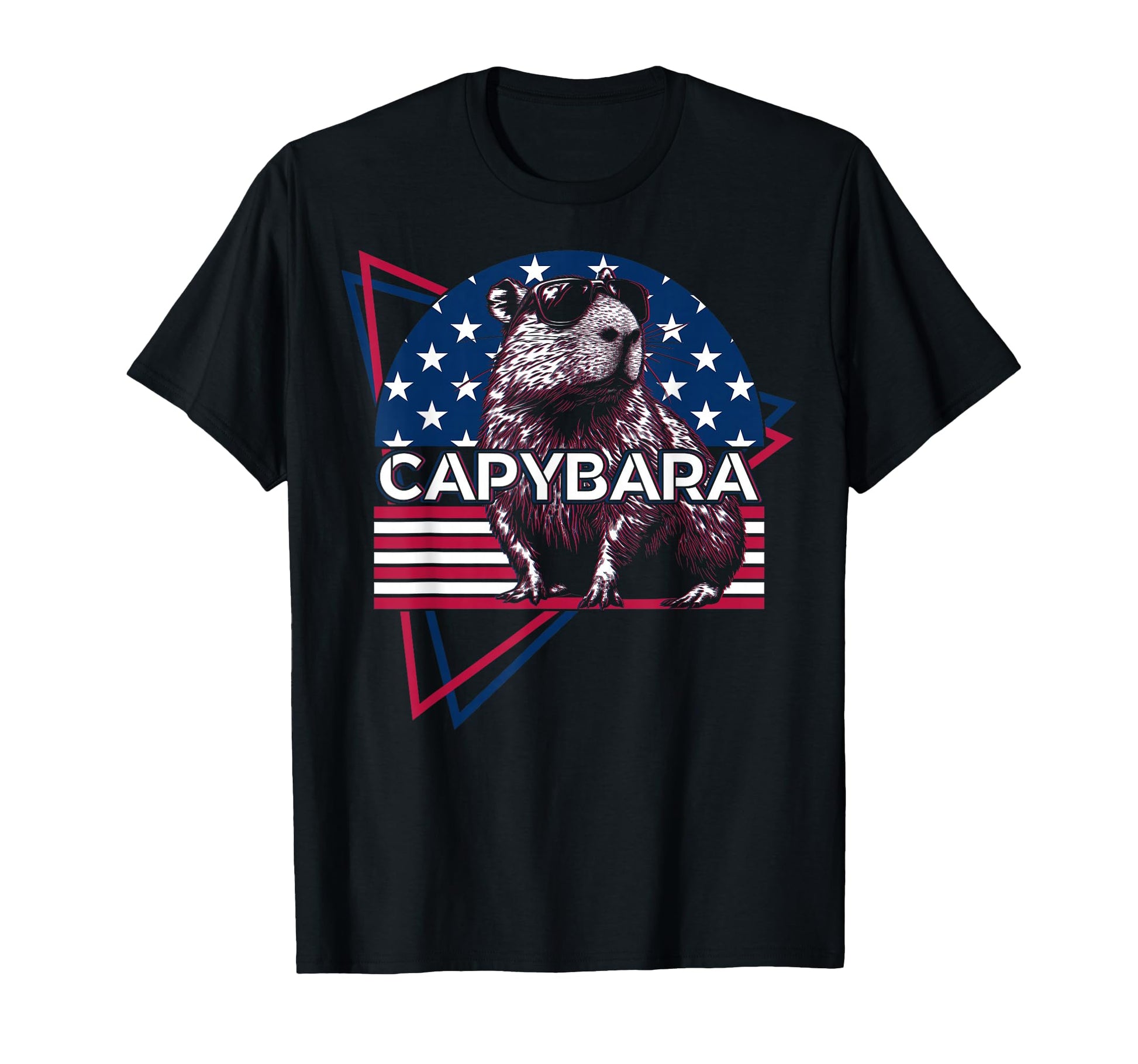 Capybara Capibara Us Flag T-Shirt - Casual Everyday Wear for Adults - T-Shirt, Sweatshirt, Hoodie