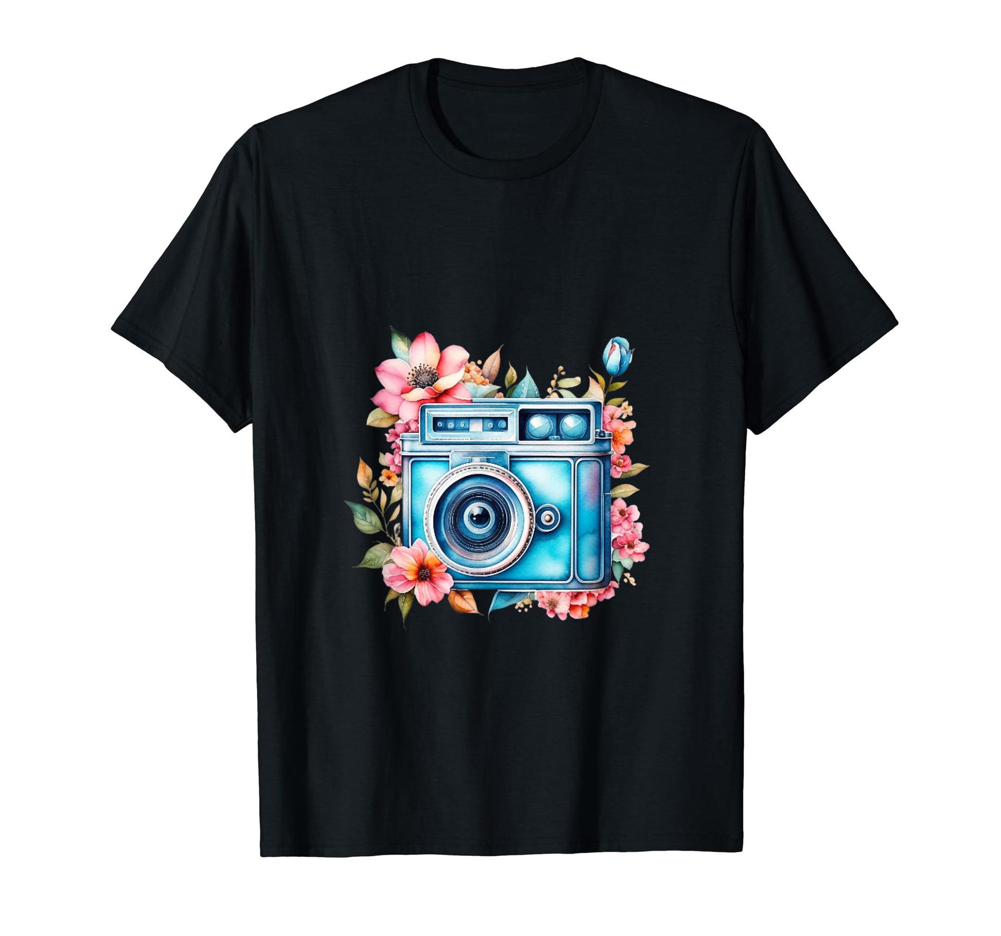 Floral Camera Photography T-Shirt - Aesthetic Graphic for Adults - T-Shirt, Sweatshirt, Hoodie