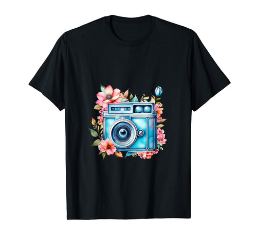 Floral Camera Photography T-Shirt - Aesthetic Graphic for Adults - T-Shirt, Sweatshirt, Hoodie