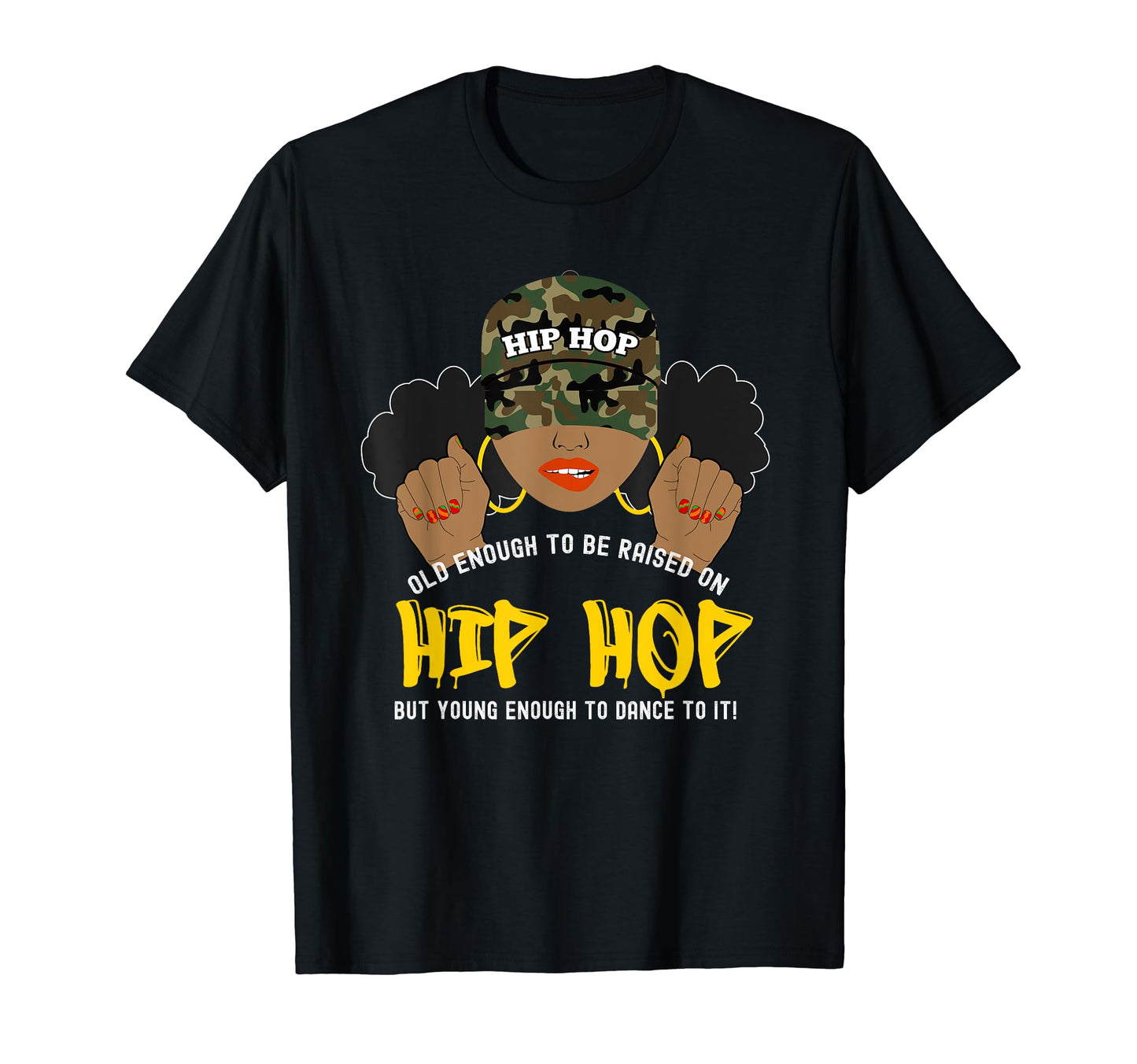 Raised Old School Hip Hop Black T-Shirt - Trendy Graphic for Adults - T-Shirt, Sweatshirt, Hoodie