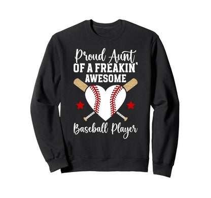 Proud Aunt Baseball Player Aunt Sweatshirt - Minimalist Print Unisex - T-Shirt, Sweatshirt, Hoodie
