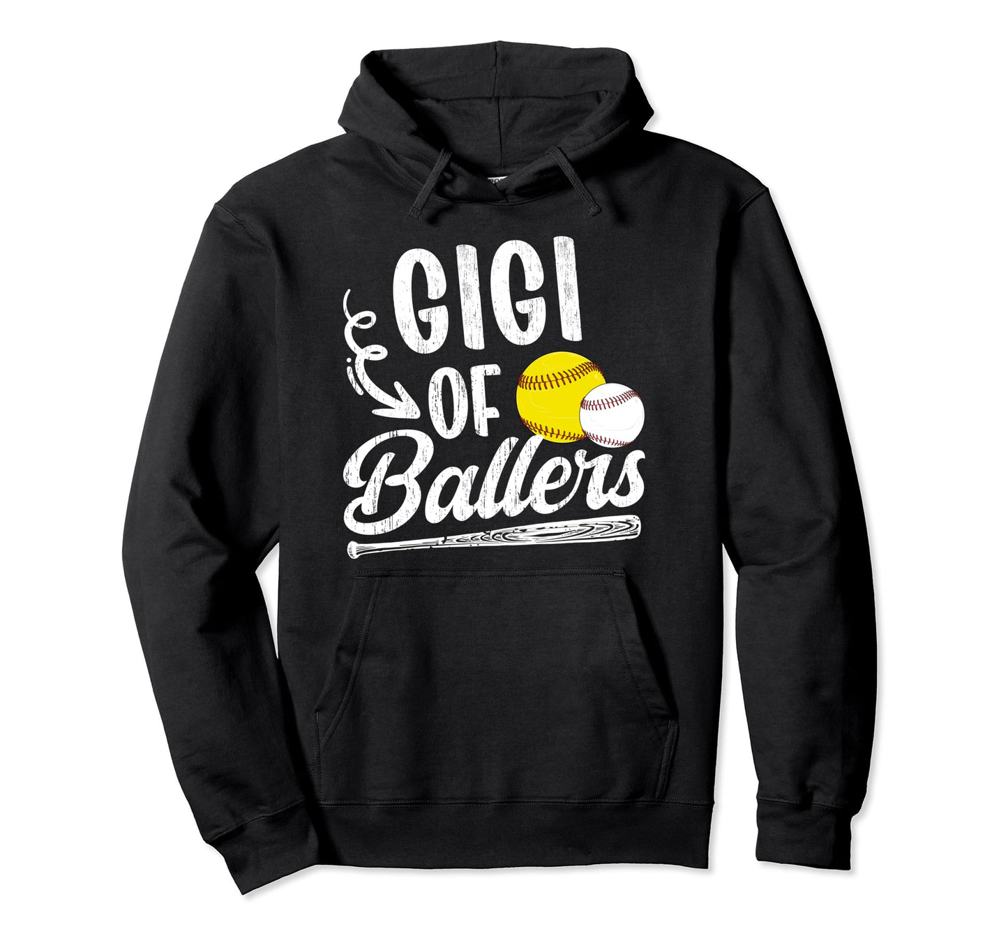 Gigi Ballers Baseball Softball Gigi Hoodie - Trendy Graphic for Adults - T-Shirt, Sweatshirt, Hoodie
