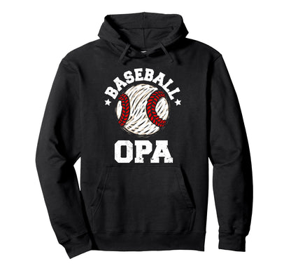 Baseball Opa Distressed Funny Grandpa Game Hoodie - Graphic Print Unisex - T-Shirt, Sweatshirt, Hoodie