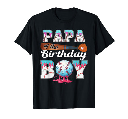 Baseball Ice Cream Drip Papa Birthday T-Shirt - Minimalist Print Unisex - T-Shirt, Sweatshirt, Hoodie