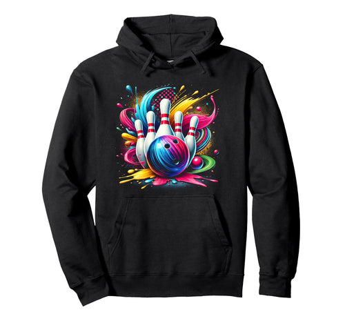 Colorful Bowling Game Day Bowling Flames Hoodie - Minimalist Print Unisex - T-Shirt, Sweatshirt, Hoodie