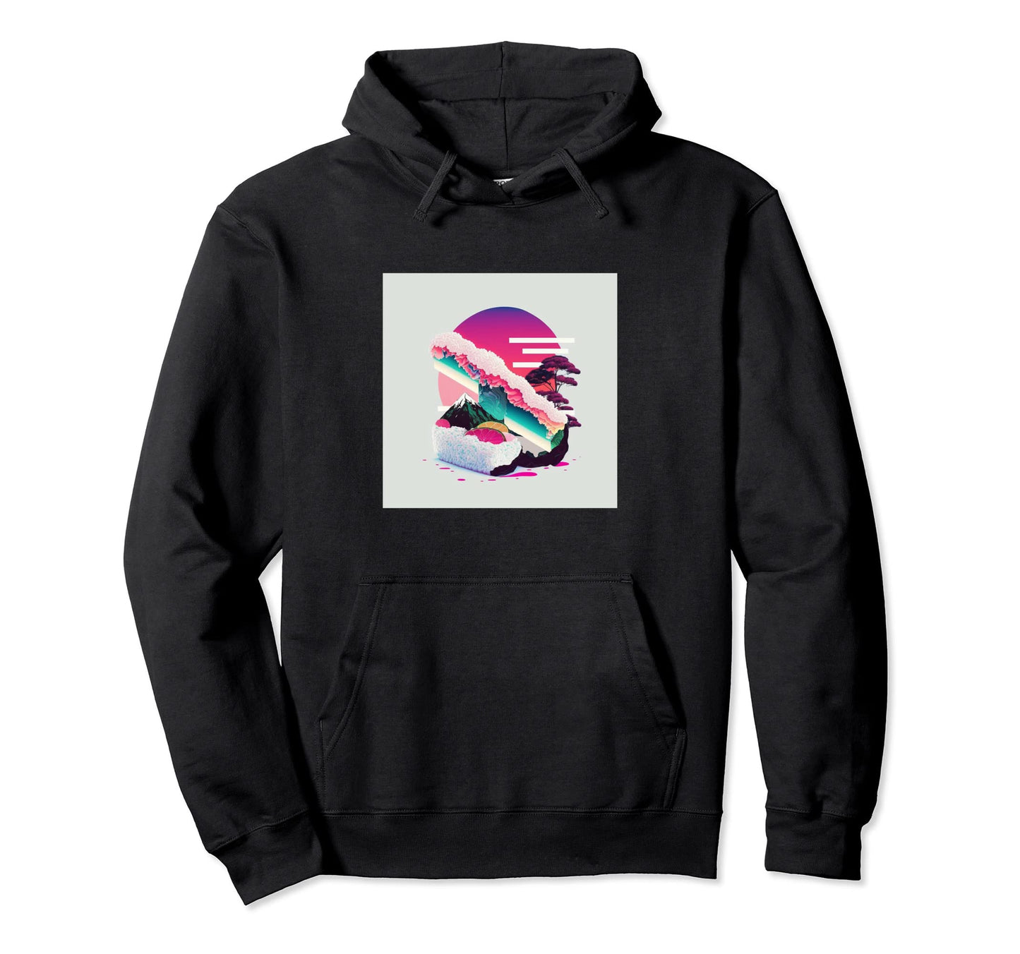 Vaperwave Aesthetic Glitch Sushi Hoodie - Minimalist Print Men Women - T-Shirt, Sweatshirt, Hoodie