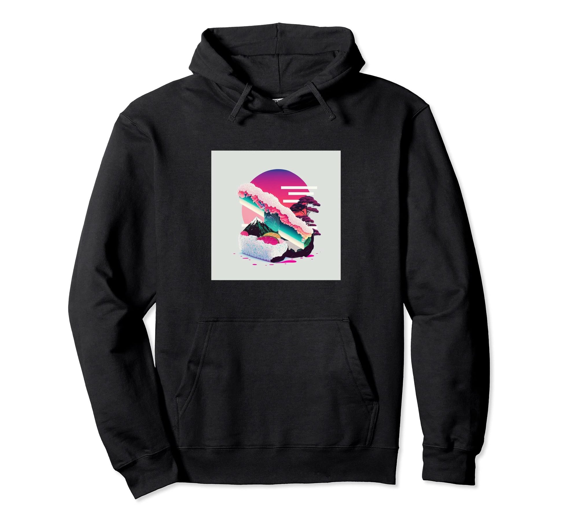 Vaperwave Aesthetic Glitch Sushi Hoodie - Minimalist Print Men Women - T-Shirt, Sweatshirt, Hoodie