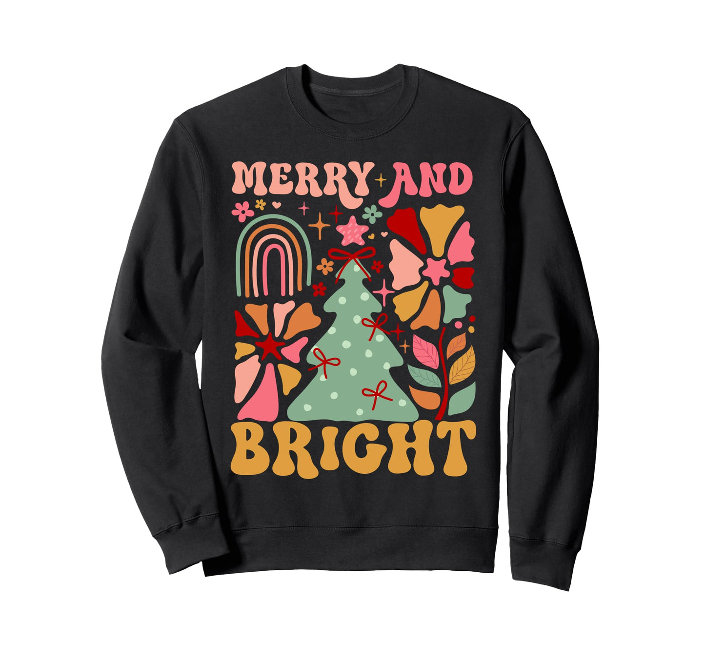 Womens Merry And Bright Holiday Boho Sweatshirt - Novelty Apparel Unisex - T-Shirt, Sweatshirt, Hoodie