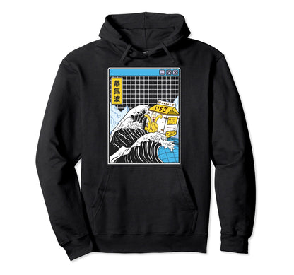 Banana Milk Kanagawa Wave Digital Kawaii Hoodie - Minimalist Print Unisex - T-Shirt, Sweatshirt, Hoodie
