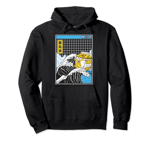 Banana Milk Kanagawa Wave Digital Kawaii Hoodie - Minimalist Print Unisex - T-Shirt, Sweatshirt, Hoodie