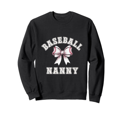 Coquette Baseball Nanny Bow Game Sweatshirt - Aesthetic Graphic for Adults - T-Shirt, Sweatshirt, Hoodie