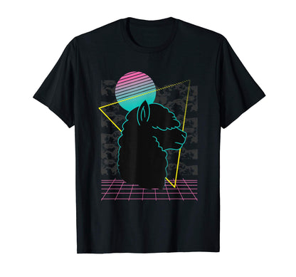 Llama Alapca Vaporwave Aesthetic T-Shirt - Minimalist Print for Adults - T-Shirt, Sweatshirt, Hoodie