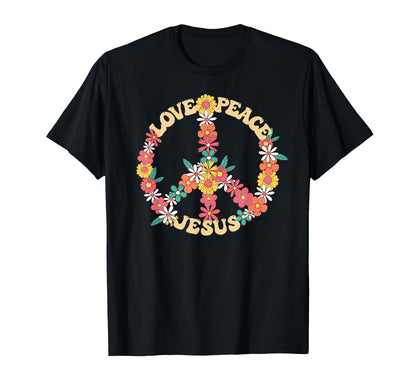 Love Peace Jesus Christian Fun 60S T-Shirt - Fun Novelty Design Men Women - T-Shirt, Sweatshirt, Hoodie