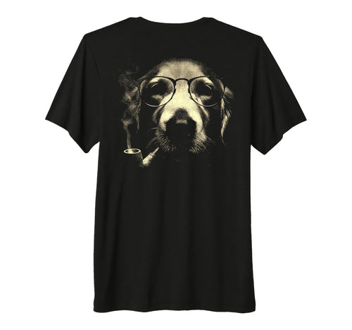 Golden Retriever Glasses Smoking Pipe T-Shirt - Unique Graphic for Adults - T-Shirt, Sweatshirt, Hoodie
