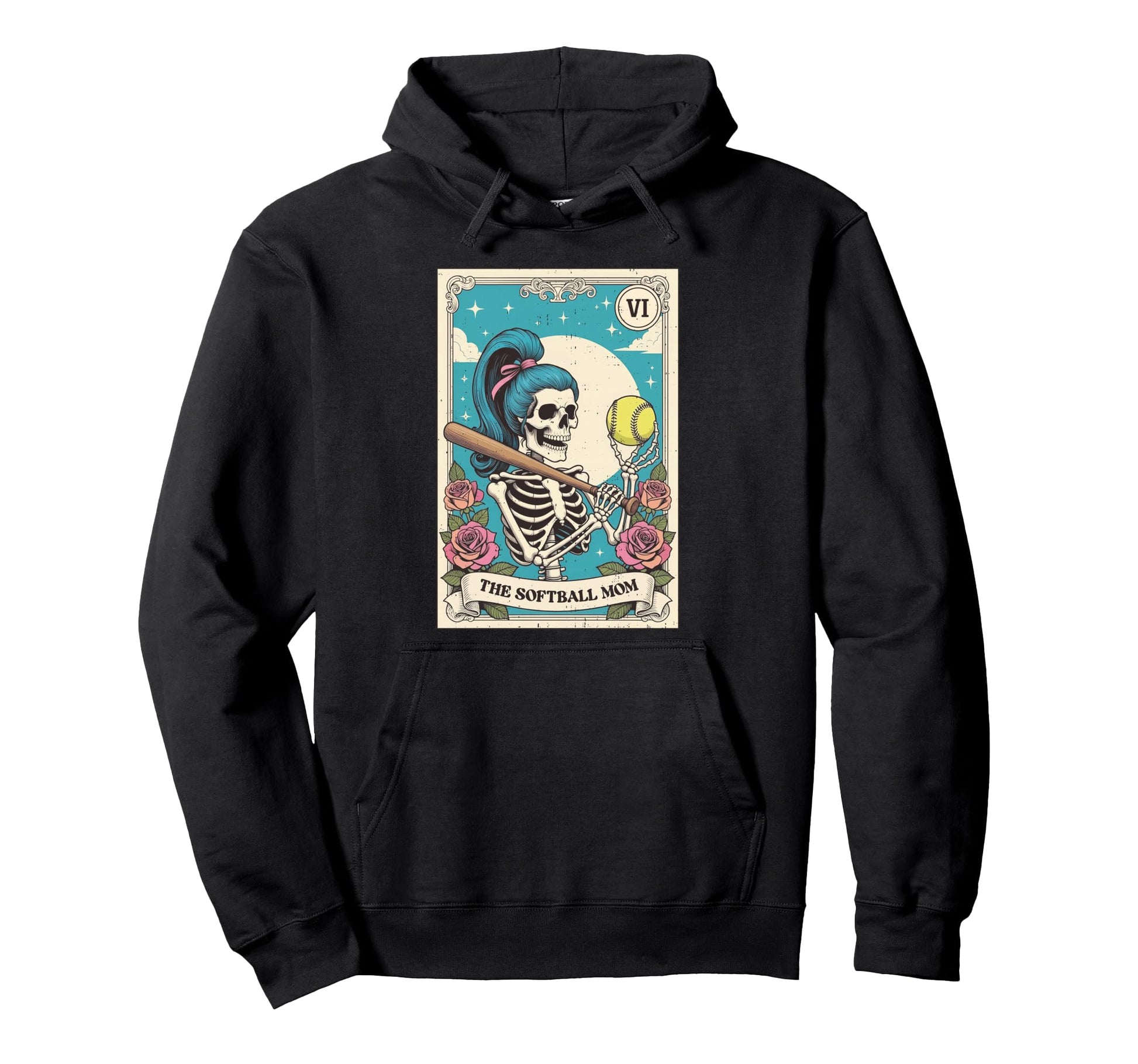Softball Mom Skeleton Cheer Mama Hoodie - Novelty Apparel Men Women - T-Shirt, Sweatshirt, Hoodie