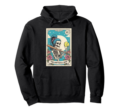 Softball Mom Skeleton Cheer Mama Hoodie - Novelty Apparel Men Women - T-Shirt, Sweatshirt, Hoodie