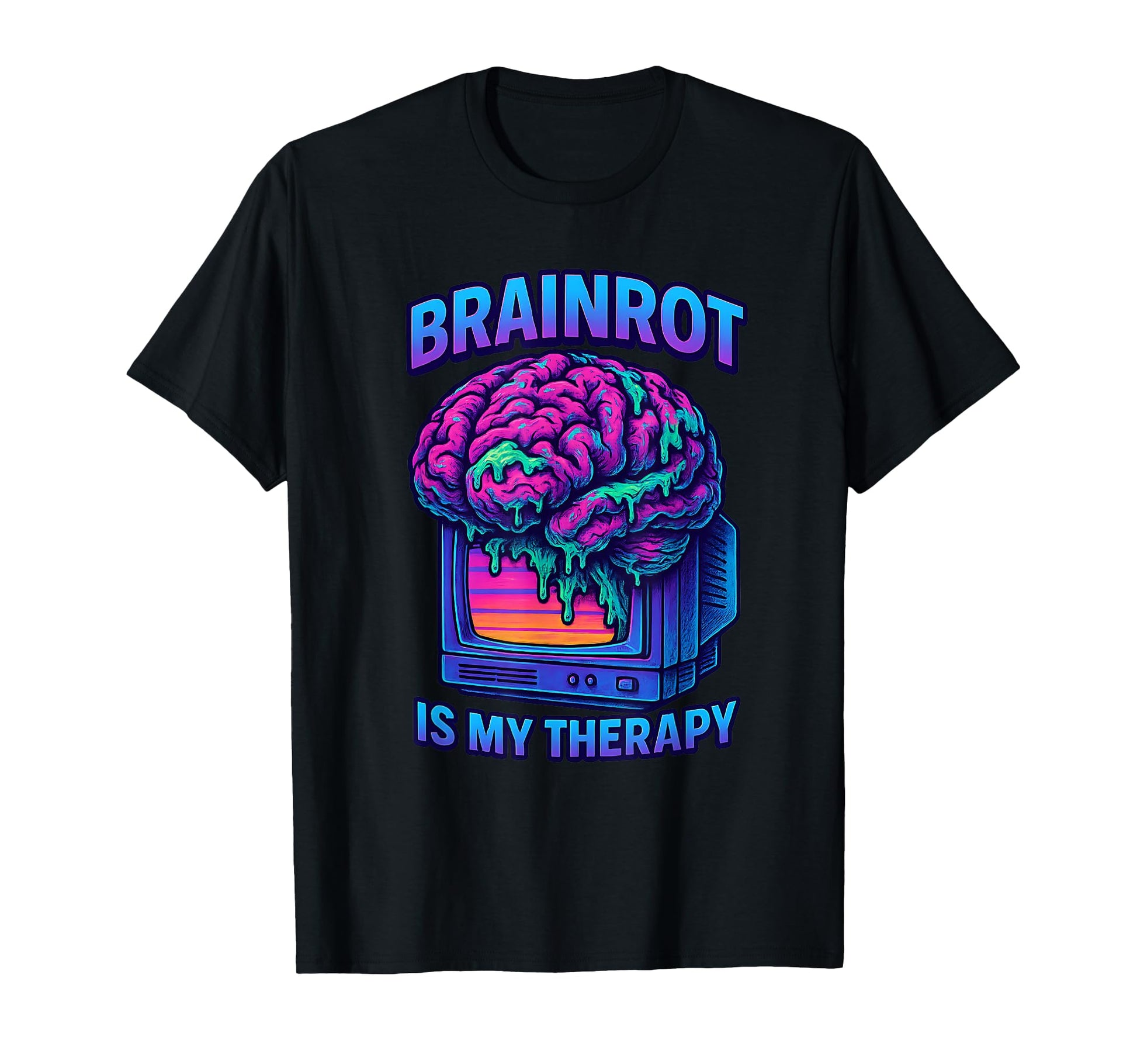 Brainrot Vaporwave Meme Tv Aesthetic T-Shirt - Custom Art Print Unisex - T-Shirt, Sweatshirt, Hoodie