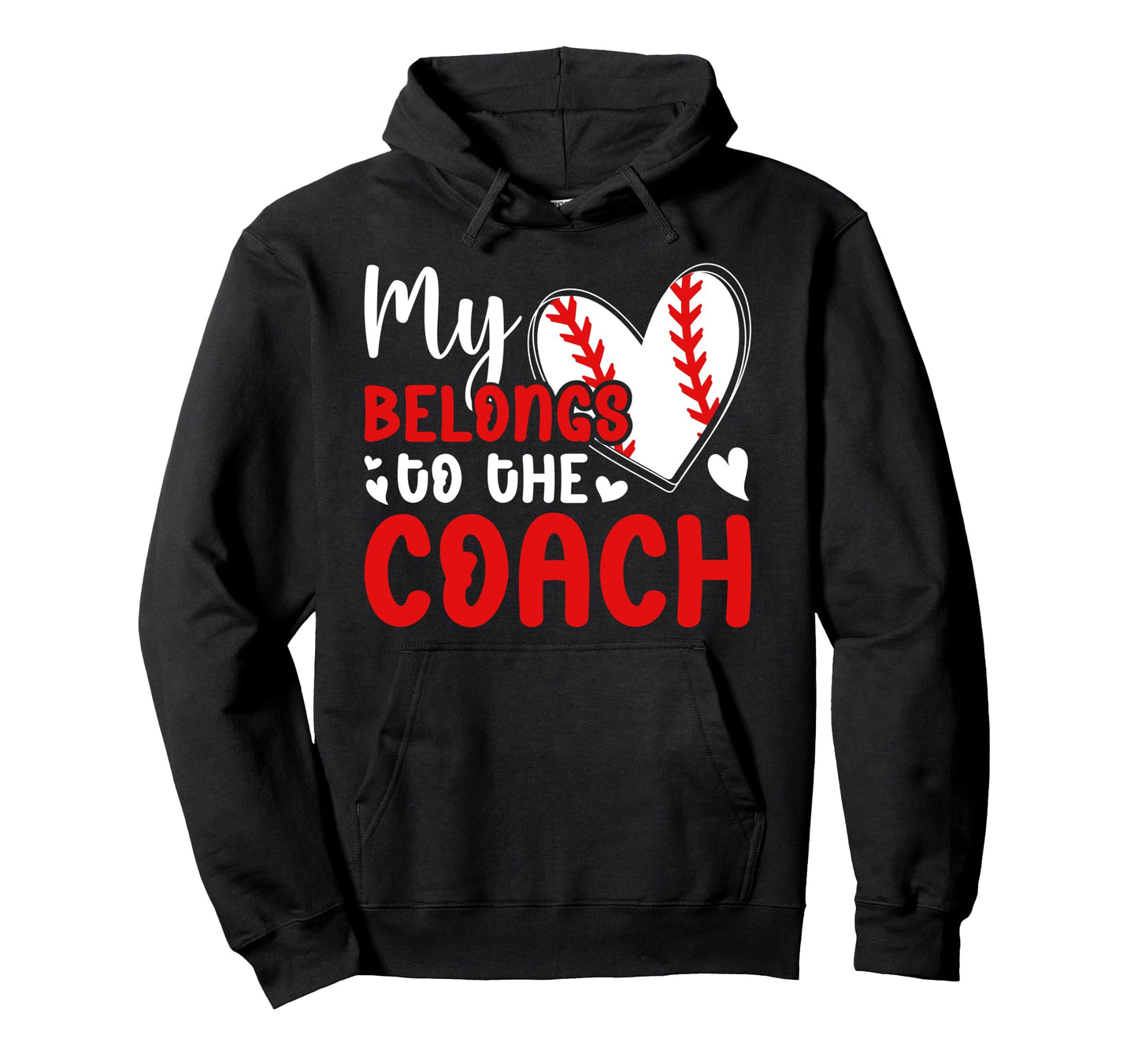 My Heart Baseball Coachs Wife Baseball Hoodie - Novelty Apparel for Adults - T-Shirt, Sweatshirt, Hoodie