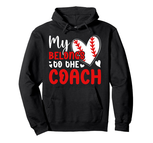 My Heart Baseball Coachs Wife Baseball Hoodie - Novelty Apparel for Adults - T-Shirt, Sweatshirt, Hoodie