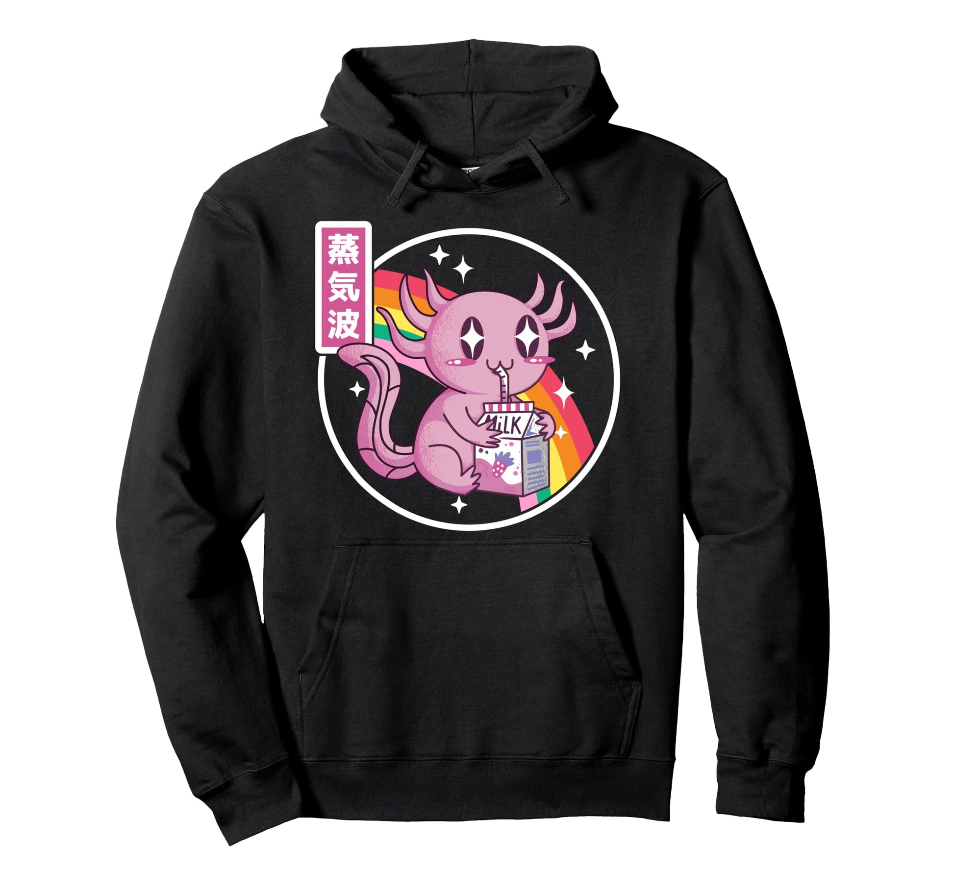 Axolotl Strawberry Milk Kawaii Hoodie - Streetwear Style for Adults - T-Shirt, Sweatshirt, Hoodie