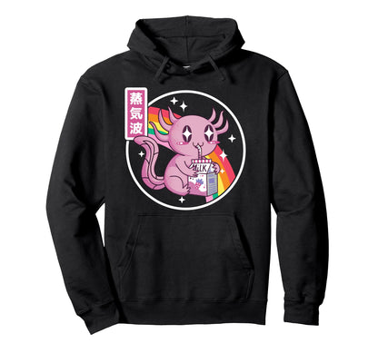 Axolotl Strawberry Milk Kawaii Hoodie - Streetwear Style for Adults - T-Shirt, Sweatshirt, Hoodie
