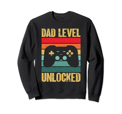 Funny Fathers Day Gamer Dad Dad Level Sweatshirt - Graphic Print Men Women - T-Shirt, Sweatshirt, Hoodie