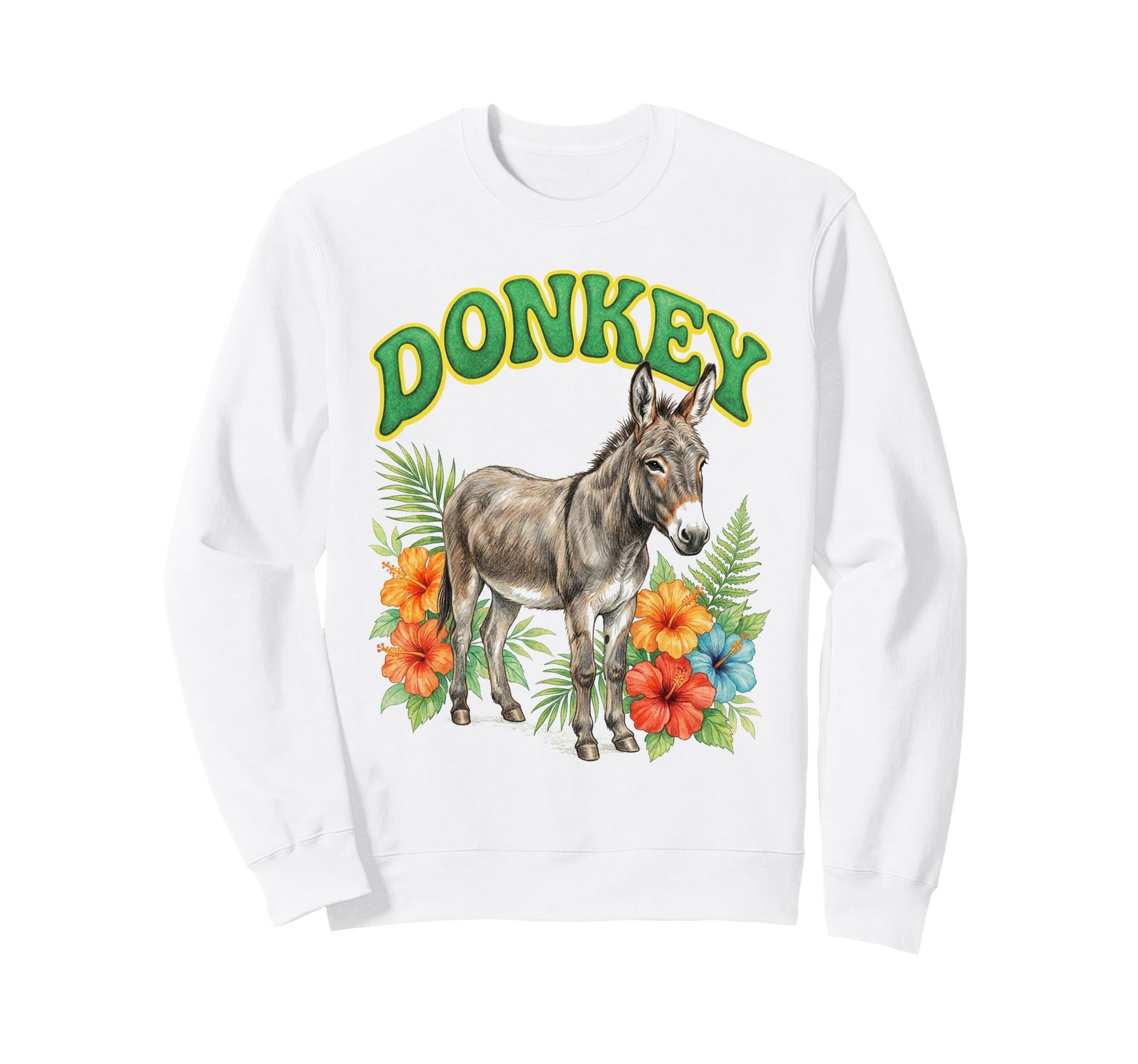 Donkey Groovy Floral Donkey Sweatshirt - Fun Novelty Design Men Women - T-Shirt, Sweatshirt, Hoodie