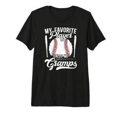 Mens My Favorite Baseball Player Gramps T-Shirt - Custom Art Print Unisex - T-Shirt, Sweatshirt, Hoodie