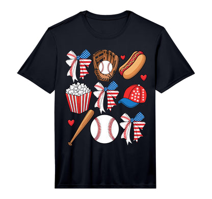 Baseball 4Th July Coquette Bow T-Shirt - Fun Novelty Design Unisex - T-Shirt, Sweatshirt, Hoodie