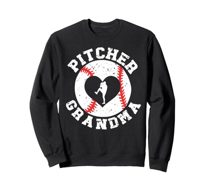 Baseball Pitcher Grandma Baseball Sweatshirt - Trendy Graphic Unisex - T-Shirt, Sweatshirt, Hoodie